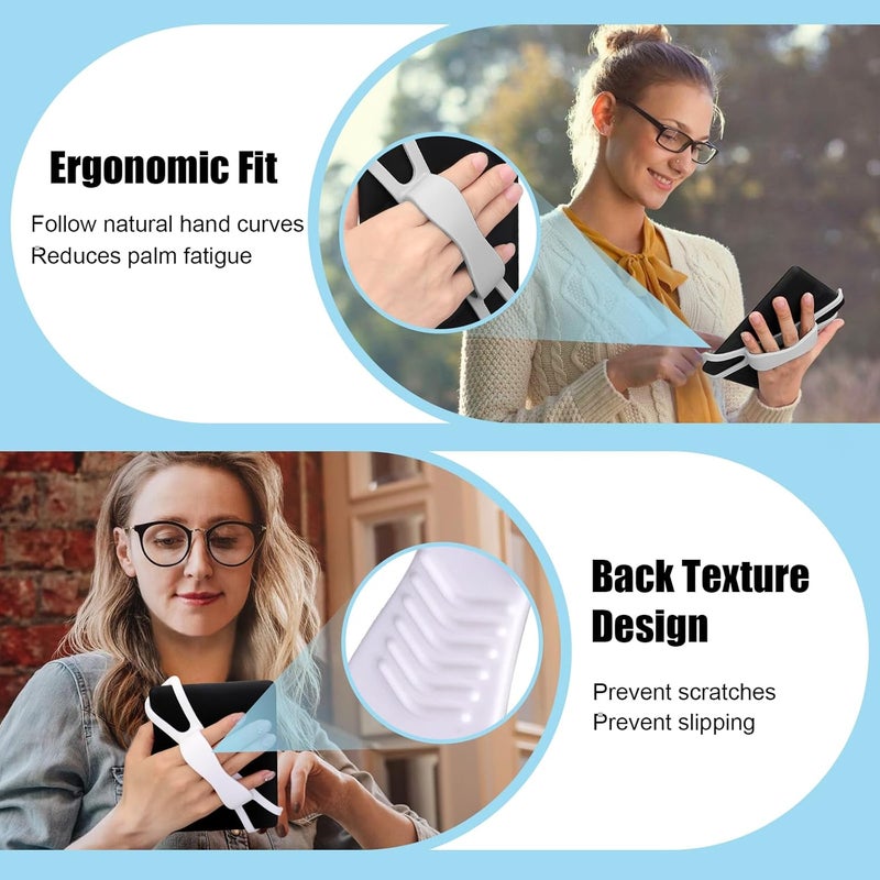 Dexspoeny 2 Pack Silicone Hand Straps for Kindle and Tablets, Secure Lightweight Finger Grip Holder for 4.7-8" Kindle Paperwhite/iPad/Samsung/Kobo/Oasis/Fire/Sony/Lenovo E-Readers (White+Grey) - Image 4